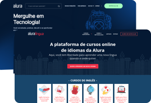 tela do alura plus e alura linguas 